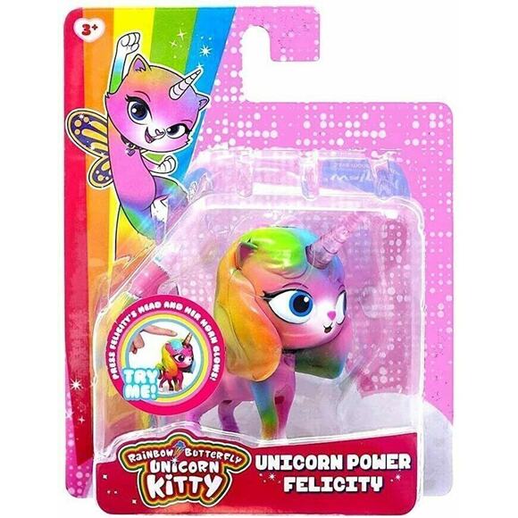 Rainbow Butterfly Unicorn Kitty Unicorn Power Felicity Figure Horn Glows New - Picture 4 of 5
